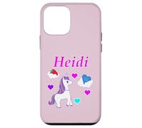 Custodia per iPhone 12 mini Maglietta per compleanno con unicorno e nome Heidi, personalizzabile