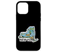Custodia per iPhone 12 mini Mappa Vintage di New York con Iconici Luoghi da Scoprire