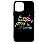 Custodia per iPhone 12 mini Mindful Living Only Good Karma Handprint Citazione
