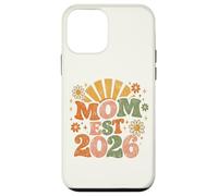 Custodia per iPhone 12 mini Mom Est 2026 Groovy Retro Daisy Flower New Mom Mother's Day