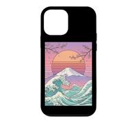 Custodia per iPhone 12 mini Monte Fuji Red Sun Wave Giapponese Woodblock Art Sakura