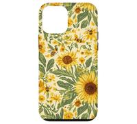 Custodia per iPhone 12 mini Motivo giardino girasole con api, design rustico floreale ape