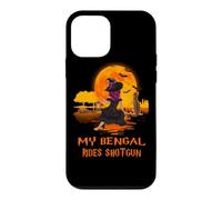 Custodia per iPhone 12 mini My Bengal Rides Shotgun Cat and Witch Halloween Costume