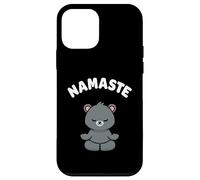 Custodia per iPhone 12 mini Namaste, simpatico orso Kawaii per yoga, senza stress