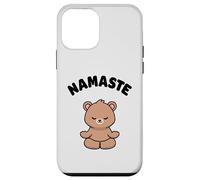 Custodia per iPhone 12 mini Namaste, simpatico orso Kawaii per yoga, senza stress