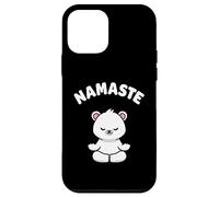 Custodia per iPhone 12 mini Namaste, simpatico orso Kawaii per yoga, senza stress