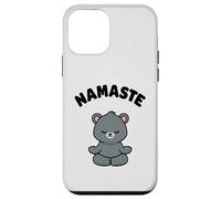 Custodia per iPhone 12 mini Namaste, simpatico orso Kawaii per yoga, senza stress