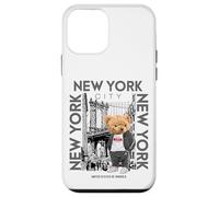 Custodia per iPhone 12 mini New York City Teddy Bear with The Dumbo Manhattan Bridge