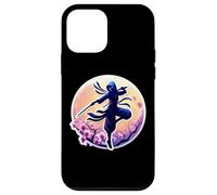 Custodia per iPhone 12 mini Ninja Silhouette Moonlight Cherry Blossoms Giapponese Samurai