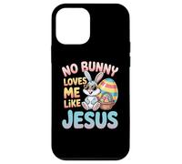 Custodia per iPhone 12 mini No Bunny Loves Me Like Jesus Easter Christian Boys Kids Men