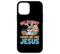 Custodia per iPhone 12 mini No Bunny Loves Me Like Jesus Easter Christian Boys Kids Men