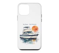 Custodia per iPhone 12 mini No Plans Just Sunsets Acquerello Cabin Cruiser Barca Regalo