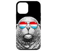 Custodia per iPhone 12 mini Occhiali da sole con bandiera del Lussemburgo Leone marino Regali Love Luxembourg