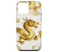 Custodia per iPhone 12 mini Oro Drago Cinese Modello Cinese Acquarello Asiatico Arte