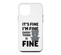 Custodia per iPhone 12 mini Orso divertente con scritta in inglese "It's Fine I'm Fine Everything Is Fine Meme"