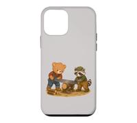Custodia per iPhone 12 mini Orso e procione segando il legno - Carini operai forestali