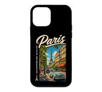 Custodia per iPhone 12 mini Paris City Streets Eiffel Tower Classic Car Travel Graphic