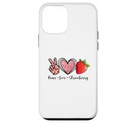 Custodia per iPhone 12 mini Peace Love Strawberry Shirts Farmer Fragole Amante Frutta