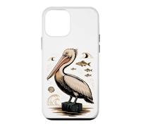 Custodia per iPhone 12 mini Pelican Linocut Block Print Sea Bird Art