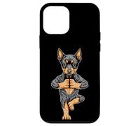 Custodia per iPhone 12 mini Pinscher in miniatura per yoga, cuccioli, cani divertenti, albero in posizione Asana