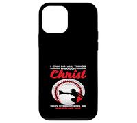 Custodia per iPhone 12 mini Posso fare tutte le cose attraverso Cristo Baseball Faith