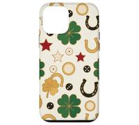 Custodia per iPhone 12 mini Quadrifoglio ferro di cavallo stelle dadi allover simbolo portafortuna motivo