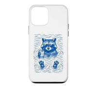 Custodia per iPhone 12 mini Raccoon Bath Water Swimming Ripples Cool Raccoon Face