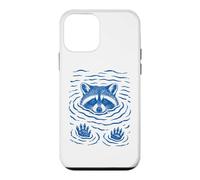 Custodia per iPhone 12 mini Raccoon Bath Water Swimming Ripples Cute Raccoon Face