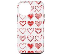 Custodia per iPhone 12 mini Red Hearts Love Doodle Pattern Cupid Arrow Valentine
