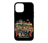 Custodia per iPhone 12 mini Regalo di souvenir di viaggio disegnato a mano della Repubblica Ceca di Praga