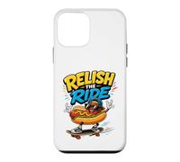 Custodia per iPhone 12 mini Relish The Ride - Divertente skateboarder con hot dog
