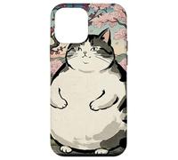 Custodia per iPhone 12 mini Retro giapponese Ukiyoe Chubby Chonky Cat Vintage Woodblock