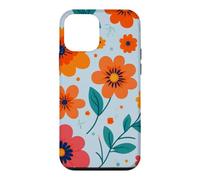 Custodia per iPhone 12 mini Retro Vintage Motivo Floreale Blu Arancione Boho Garden