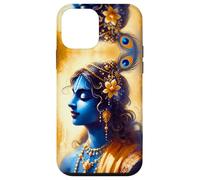 Custodia per iPhone 12 mini Ritratto divino di Sri Krishna, acquerello arte sacra indù