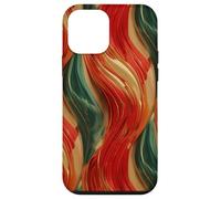 Custodia per iPhone 12 mini Rosso Oro Verde Astratto Island Pattern Geometrico Onda Design