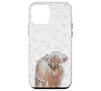 Custodia per iPhone 12 mini Simpatico disegno floreale scozzese con mucca delle Highland