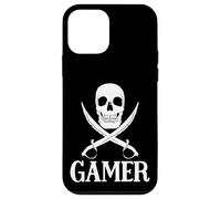 Custodia per iPhone 12 mini Spade pirata del giocatore con l'attrezzatura di gioco del cranio per i giochi dei pirati