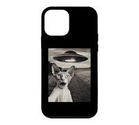 Custodia per iPhone 12 mini Sphynx Cat Selfie Con Alien Ship UFO Abduction Retro Foto