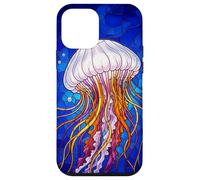 Custodia per iPhone 12 mini Stained Glass Jellyfish Mosaic Art Ocean Creature