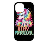 Custodia per iPhone 12 mini Stay Magical Unicorn, simpatica grafica con fantasia arcobaleno