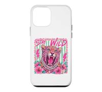 Custodia per iPhone 12 mini Stay Wild leopardo rosa tropicale animale floreale safari giungla