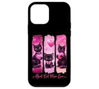 Custodia per iPhone 12 mini Super cute gatti neri con cuori rosa amore migliore gatto mamma mai