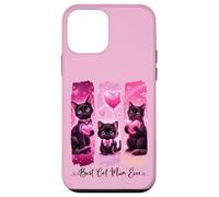 Custodia per iPhone 12 mini Super cute gatti neri con cuori rosa amore migliore gatto mamma mai