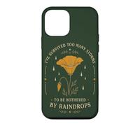 Custodia per iPhone 12 mini Survived Too Many Storms Raindrops Citazione Umorismo floreale