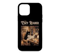 Custodia per iPhone 12 mini The Cozy Reader Black Cat Book Cafe Ramen Coffee Library Art