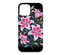 Custodia per iPhone 12 mini Tiger Lilies Blue White Pink Summer Spring Flowers Lily Buds
