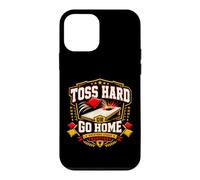 Custodia per iPhone 12 mini Toss Hard Or Go Home Divertente Cornhole Backyard Lawn Game