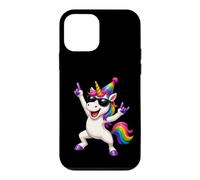 Custodia per iPhone 12 mini Unicorno da festa con occhiali da sole arcobaleno
