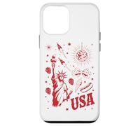 Custodia per iPhone 12 mini USA Statua Della Libertà Retro Party Icons backprint