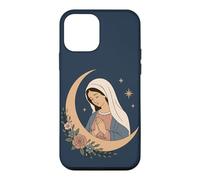 Custodia per iPhone 12 mini Vergine Maria Madonna Cattolica Fede Preghiera Floreale Luna